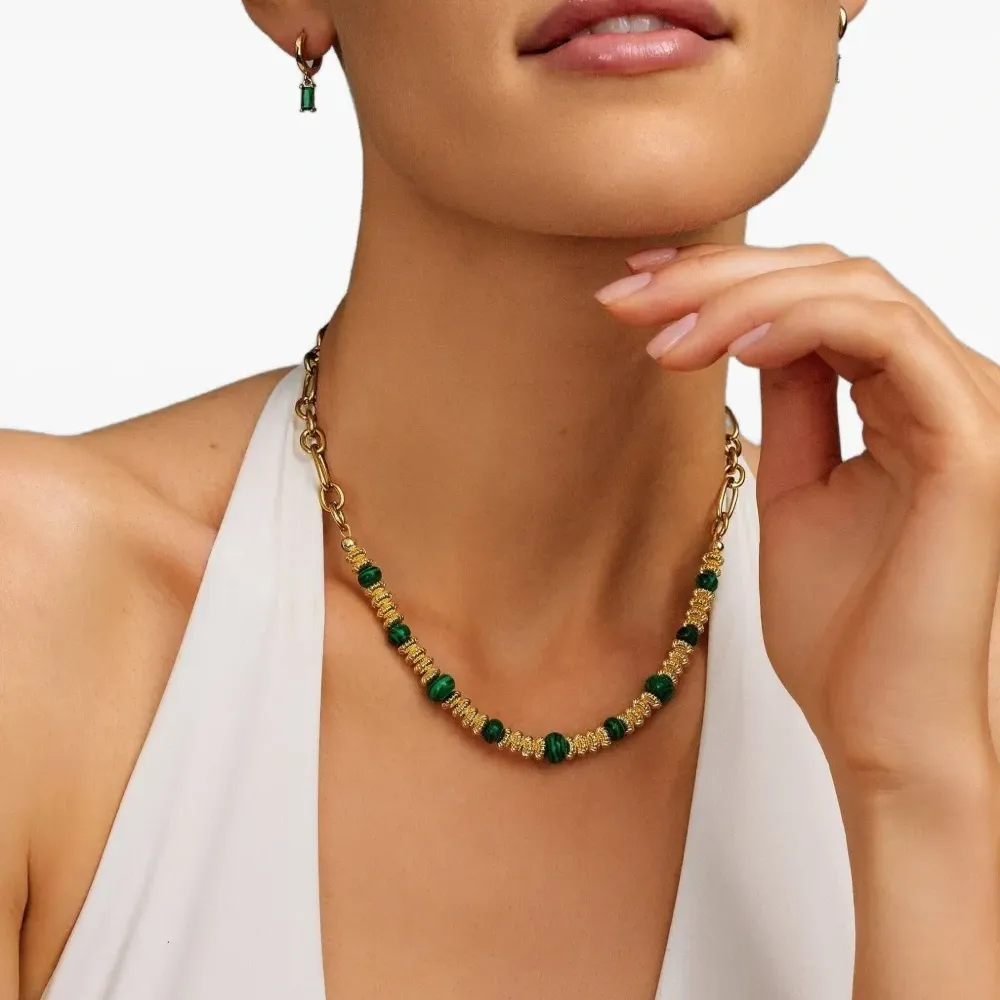 Цепочка на шею с малахитом