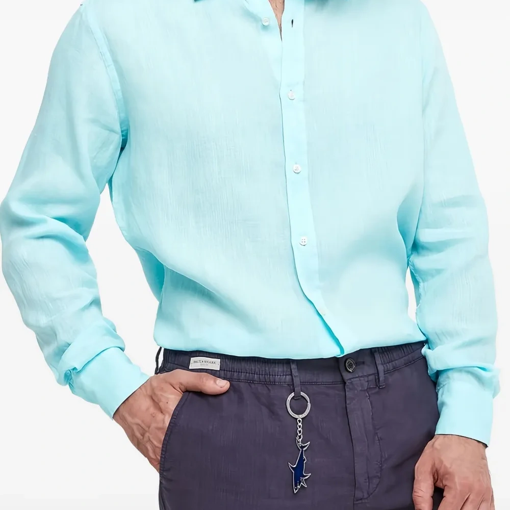 Льняная рубашка с длинными рукавами