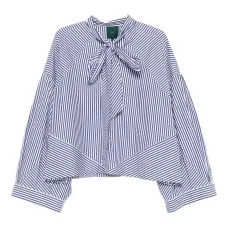 Полосатая рубашка с бантом