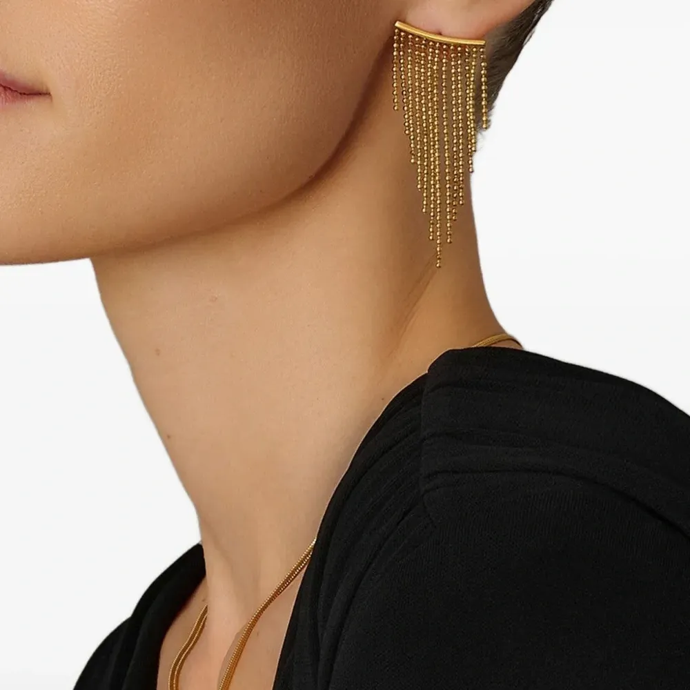 Серьги с бахромой из бисера