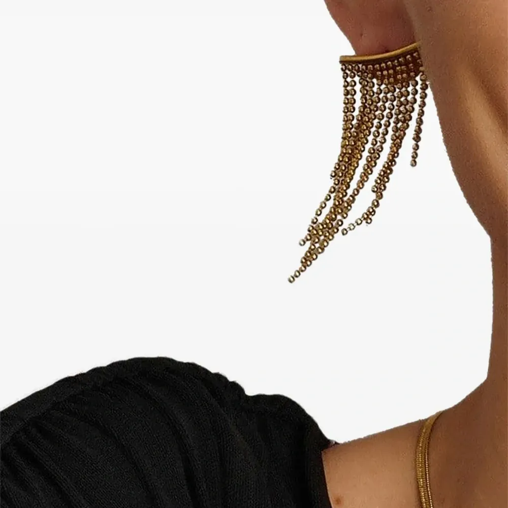 Серьги с бахромой из бисера