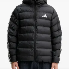 Пуховик с капюшоном и полосками