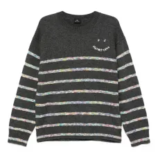 Полосатый свитер с принтом