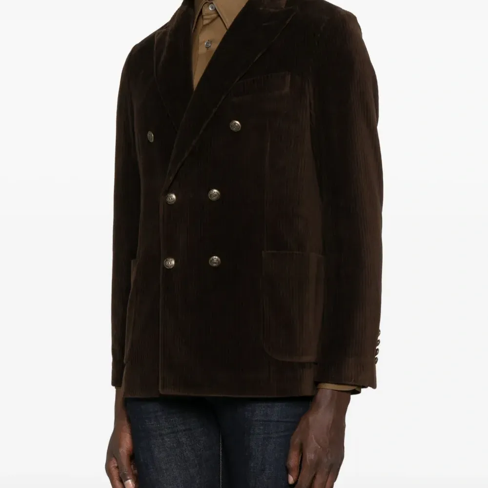 Двубортный вельветовый блейзер