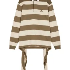 Рубашка асимметричного кроя с отделкой в полоску Рубашка асимметричного кроя с отделкой в полоску