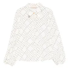 Блузка с объемными рукавами и геометричным принтом