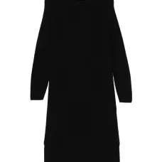 Платье миди в рубчик с высоким воротником Платье миди в рубчик с высоким воротником