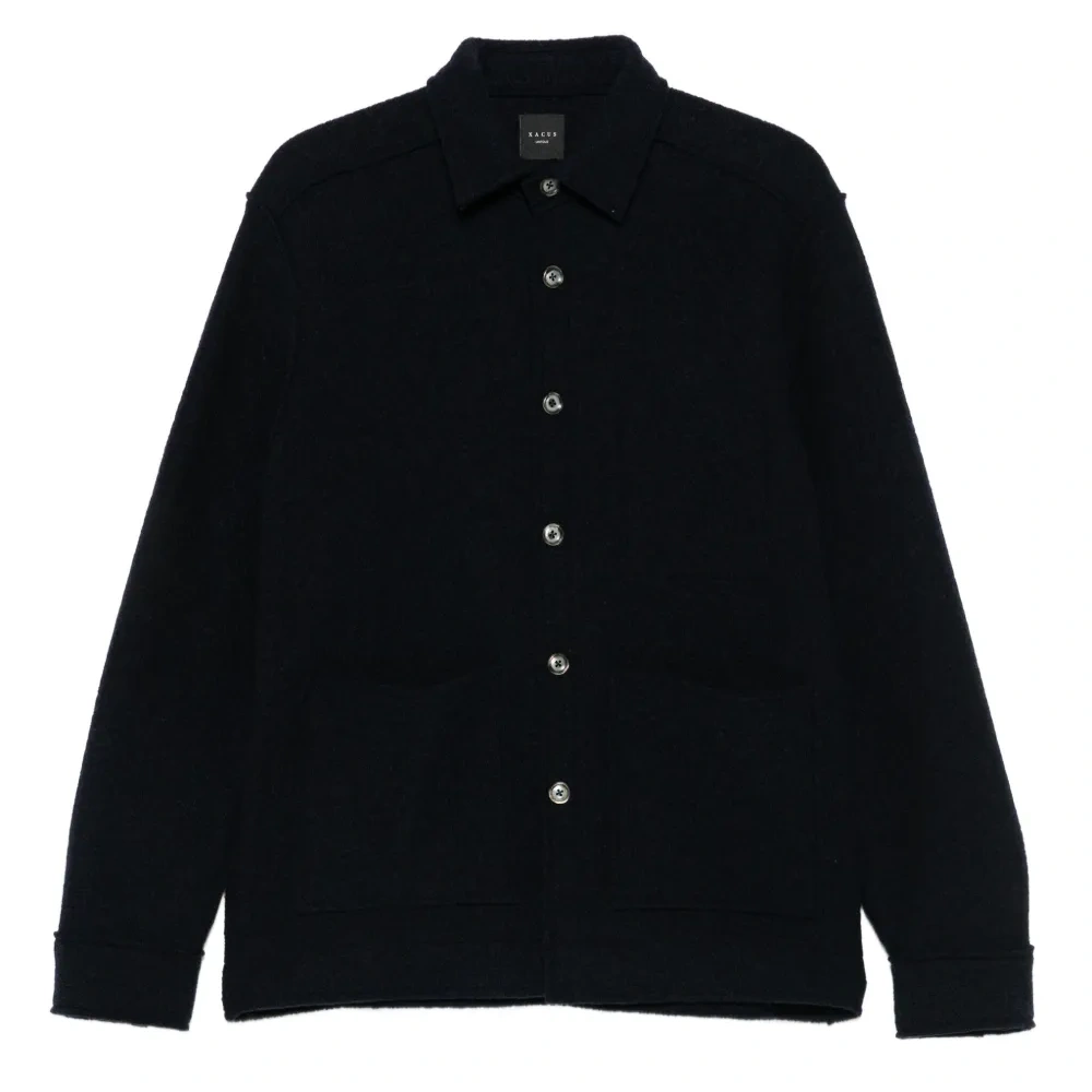 Шерстяная рубашка с накладным карманом