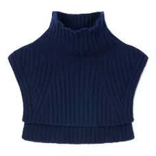 Кашемировый нагрудник в рубчик с высоким воротником