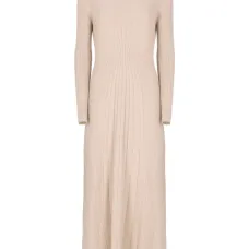 Платье миди с круглым вырезом и длинными рукавами