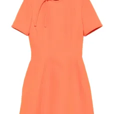 Платье мини с короткими рукавами и завязками