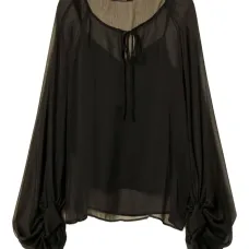 Блузка с объемными рукавами и завязками