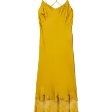 Атласное платье-комбинация с кружевом