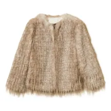 Шуба из искусственного меха с бахромой