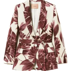 Блейзер с цветочным принтом и поясом