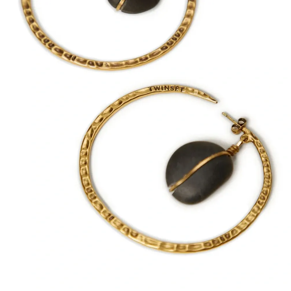 Серьги-кольца с камнями