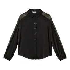 Атласная рубашка с кружевной отделкой