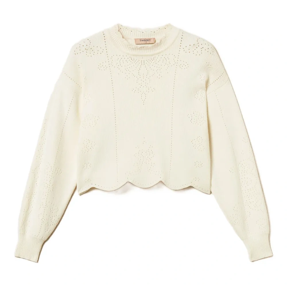 Укороченный джемпер с фигурным (волнообразным) краем