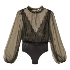 Боди из тюля с кружевом