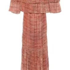 Плиссированное платье макси Robbie с открытыми плечами