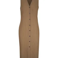 Платье в рубчик на пуговицах спереди Платье в рубчик на пуговицах спереди