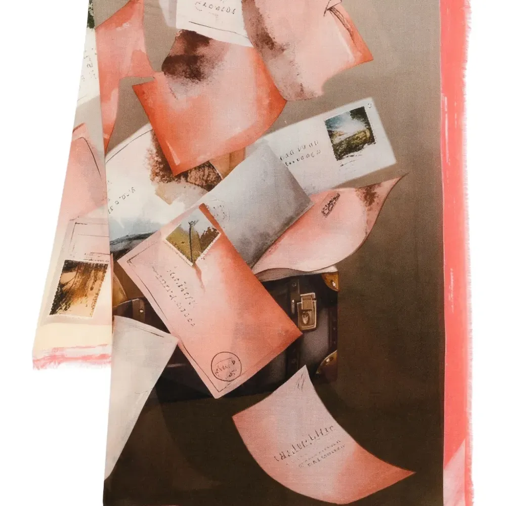 Шарф с бахромой и принтом