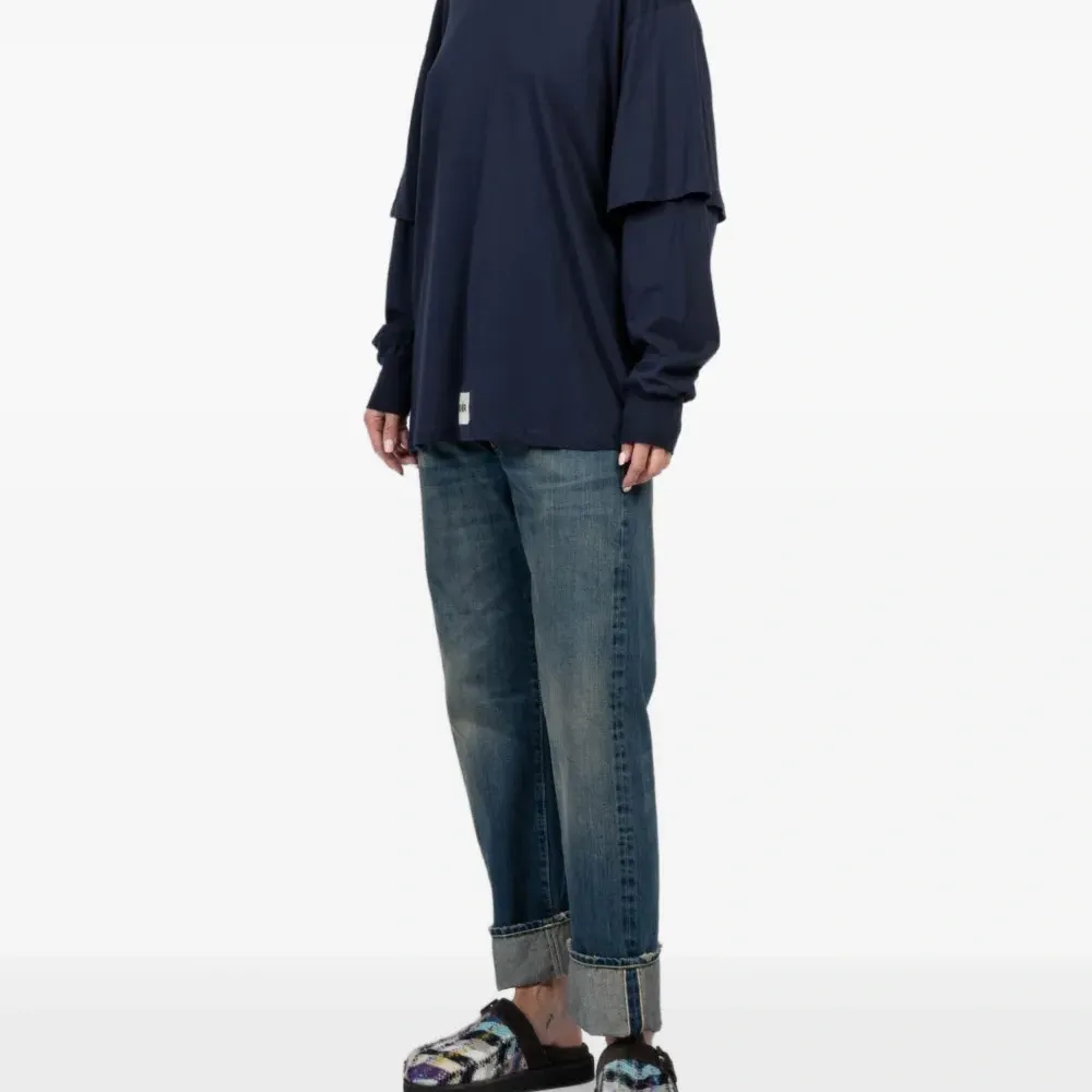 Двухслойный топ с длинными рукавами