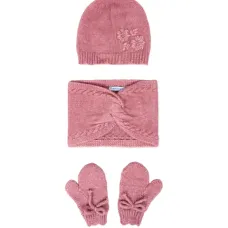 Комплект из шапки, шарфа и варежек с цветочной вышивкой