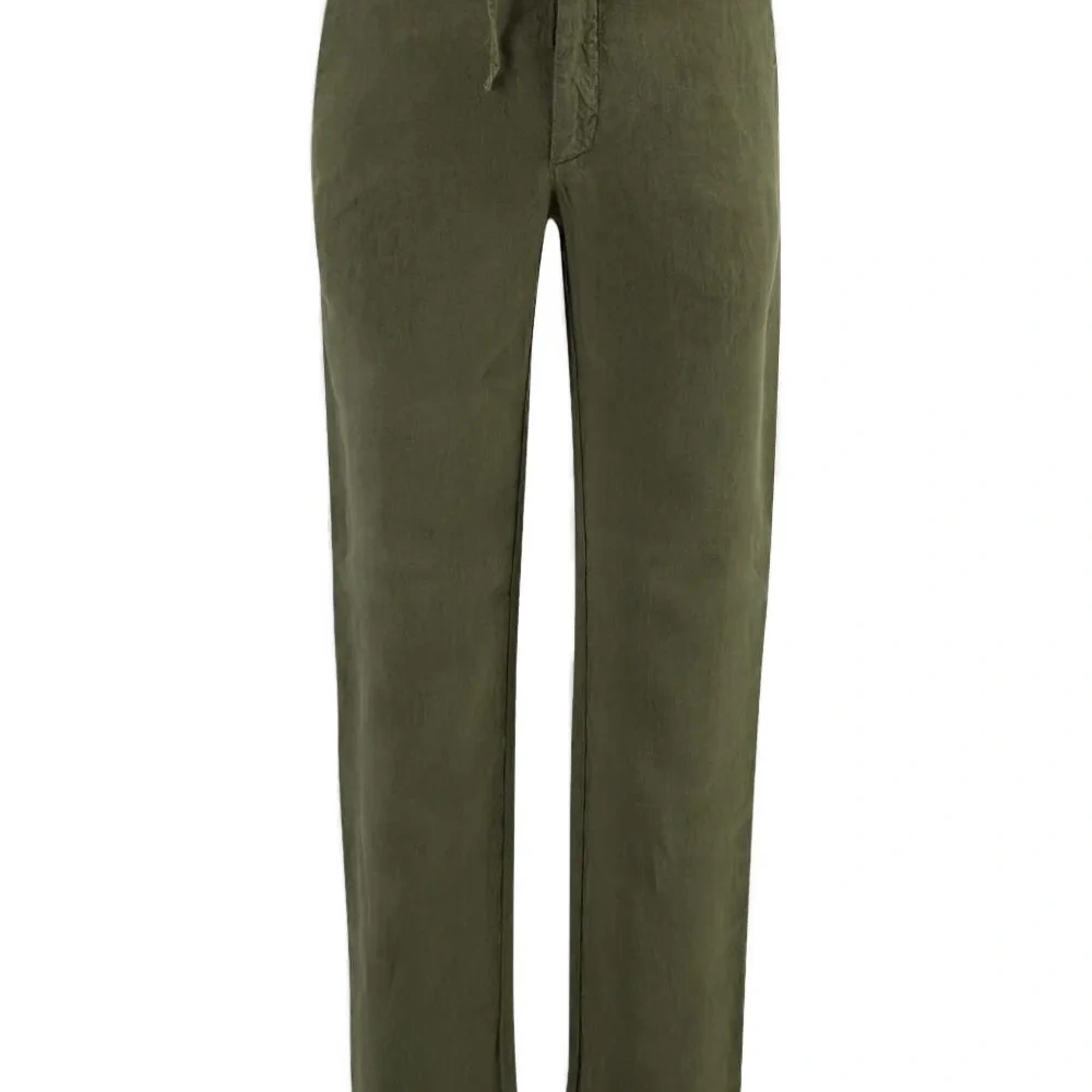 Льняные брюки на завязках на талии