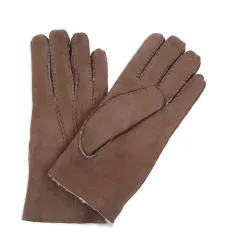 Кожаные перчатки с отделкой из овчины