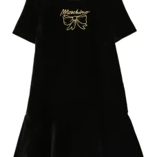 Бархатное платье с вышитым логотипом