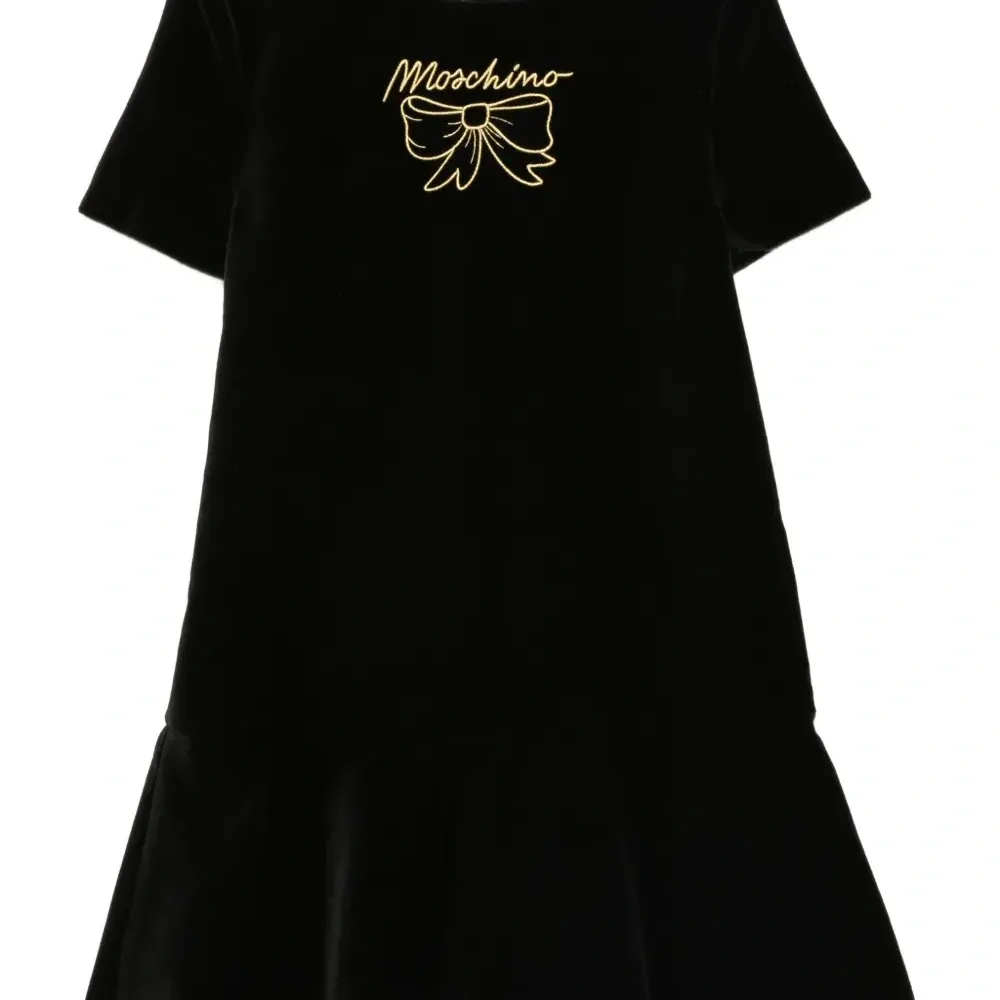 Бархатное платье с вышитым логотипом Бархатное платье с вышитым логотипом