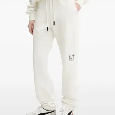 Спортивные брюки с графической вышивкой и кулиской