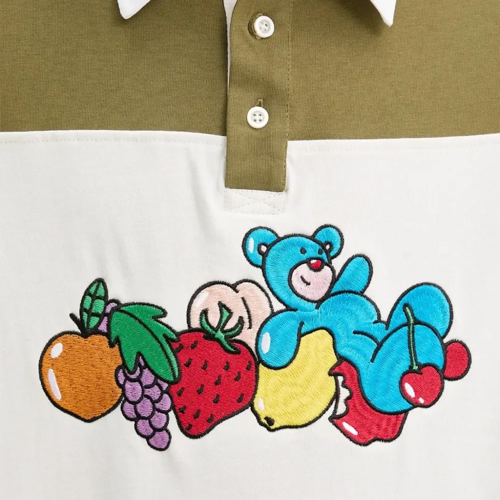 Поло-футболка в полоску с мишкой