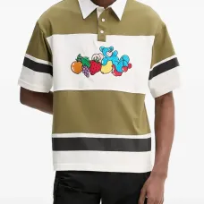 Поло-футболка в полоску с мишкой
