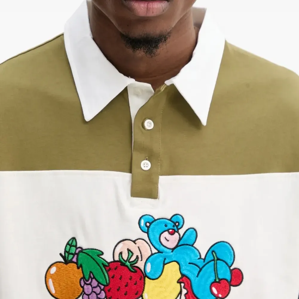 Поло-футболка в полоску с мишкой