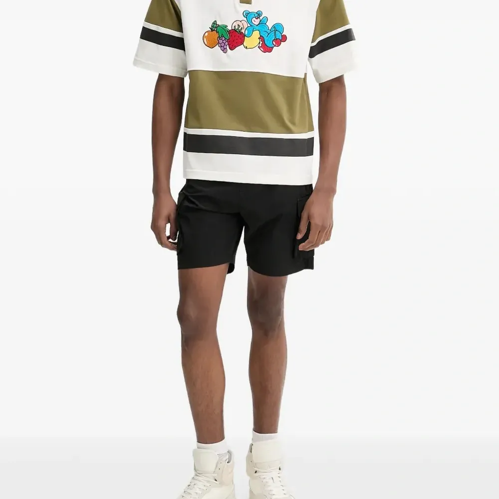 Поло-футболка в полоску с мишкой