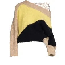 Свитер в стиле колор-блок с кристаллами