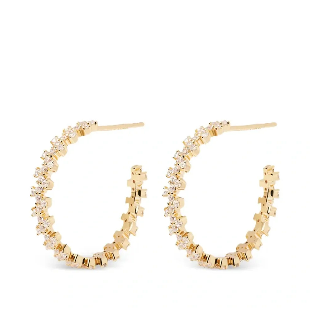 Серьги-кольца с цирконами Серьги-кольца с цирконами