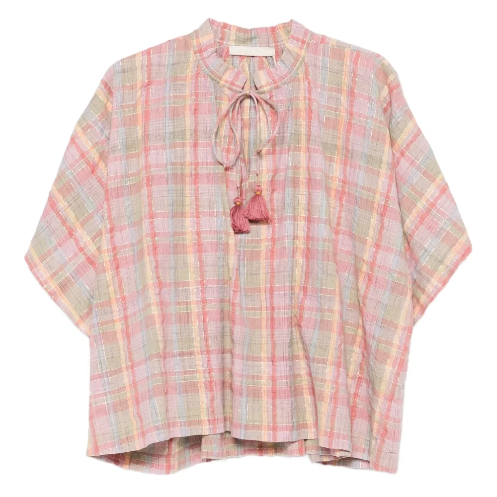 Клетчатый топ с кисточками