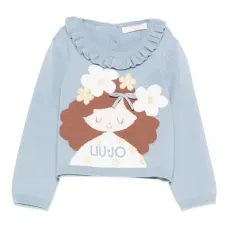 Свитер с оборками и аппликацией