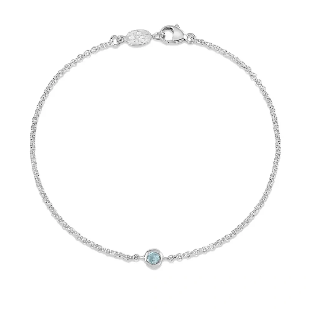 Цепочный браслет с аквамарином