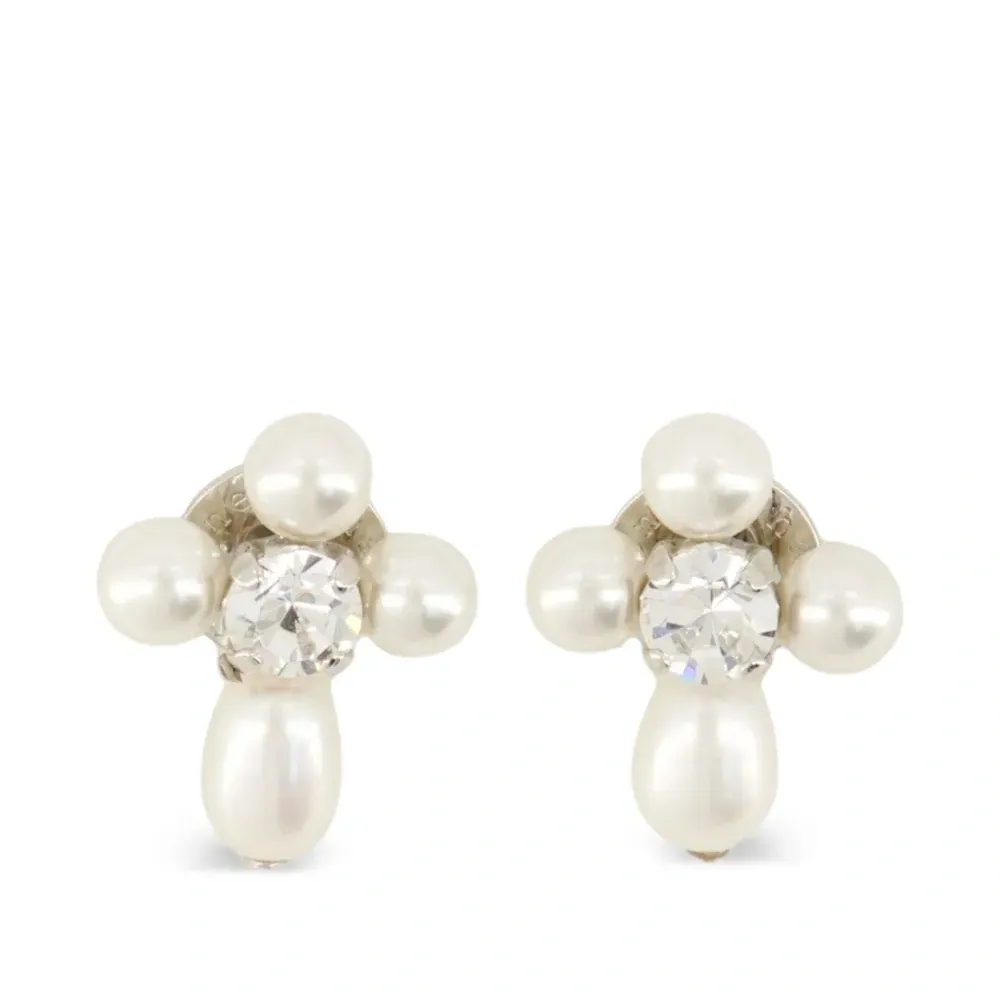 Серьги с жемчугом и кристаллами