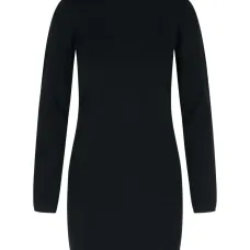 Шерстяное платье с высоким воротником