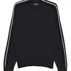 Шерстяной свитер с отделкой в полоску