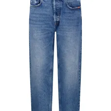 Джинсы с эффектом потертости и карманами