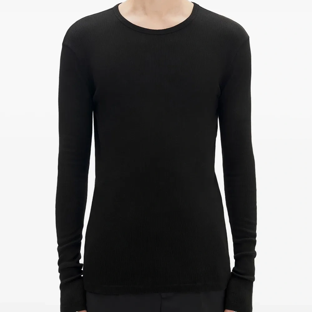 Рубашка с длинными рукавами и ребристой вязкой