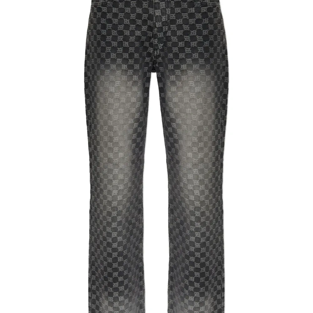 Клетчатые джинсы с монограммой