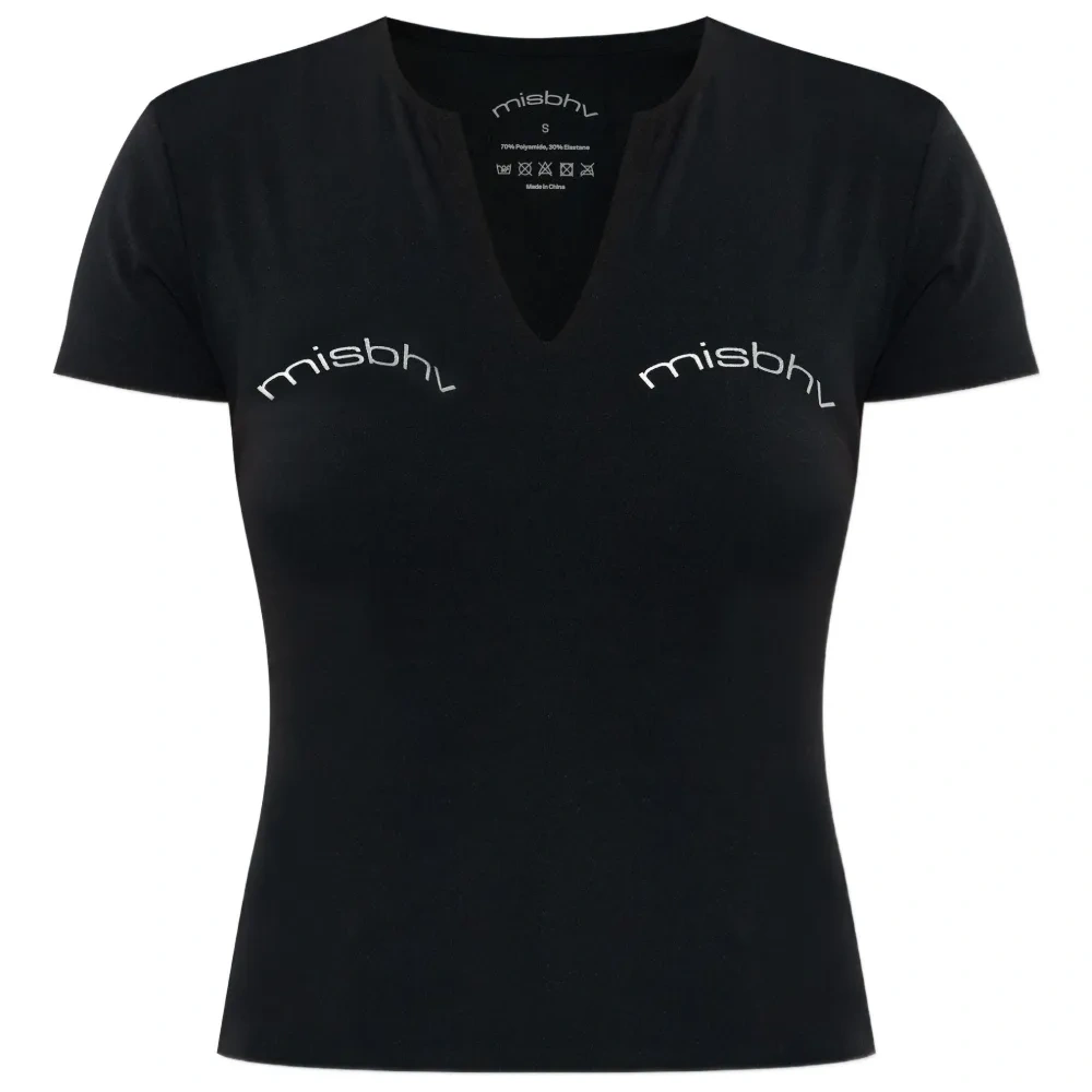 Футболка с V-образным вырезом и логотипом Футболка с V-образным вырезом и логотипом