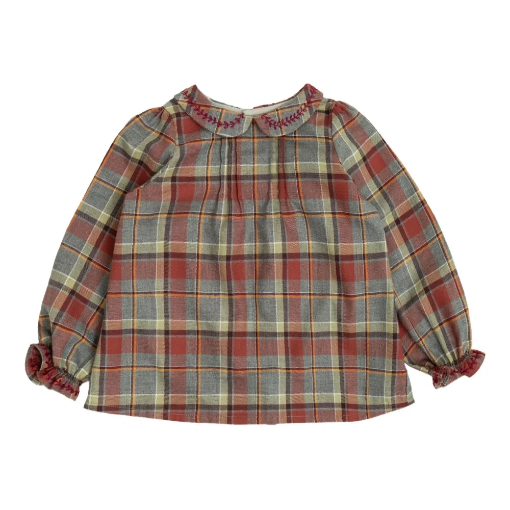 Клетчатая блузка с воротником Питер Пэн